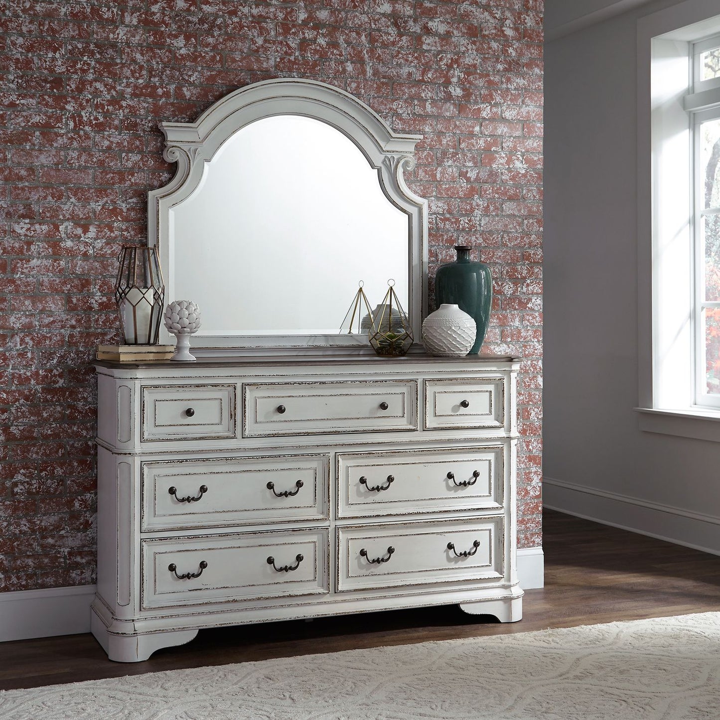 Magnolia Manor - King California Panel Bed, Dresser & Mirror, Chest