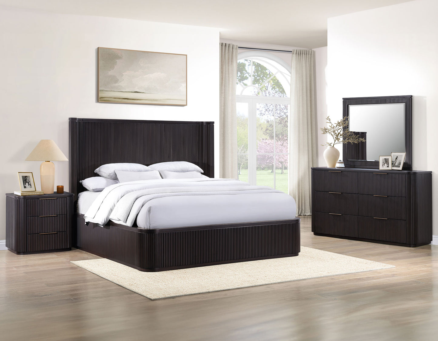 Henry Reeded Queen Bed, Espresso Finish