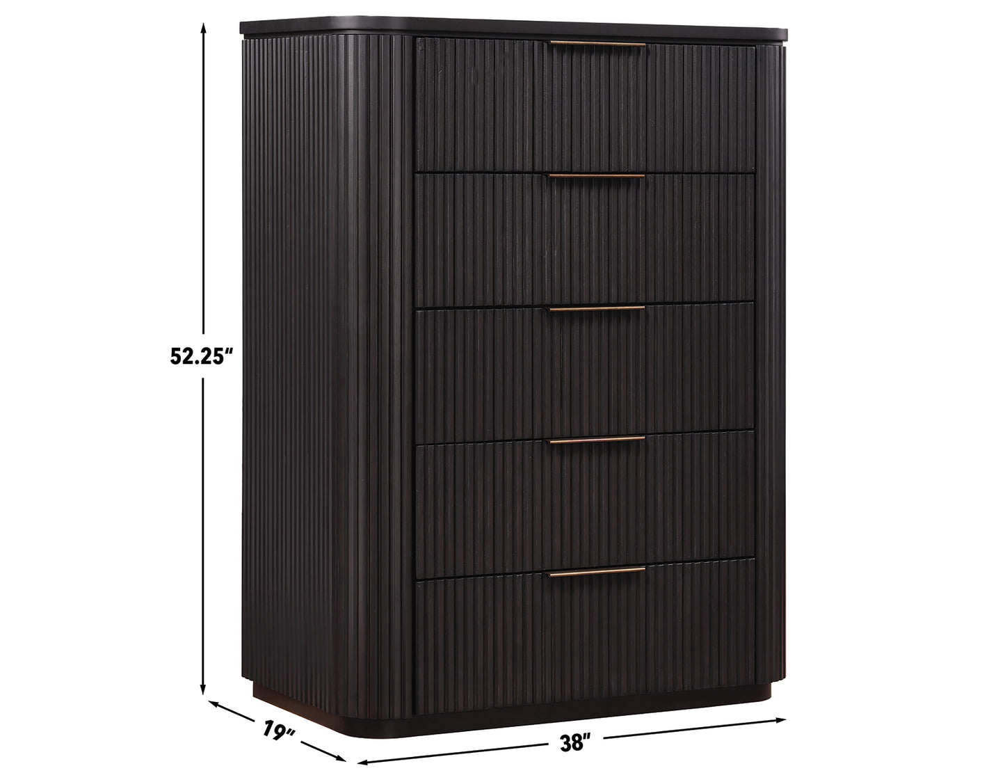 Henry 5-Drawer Reeded Chest, Espresso Finish