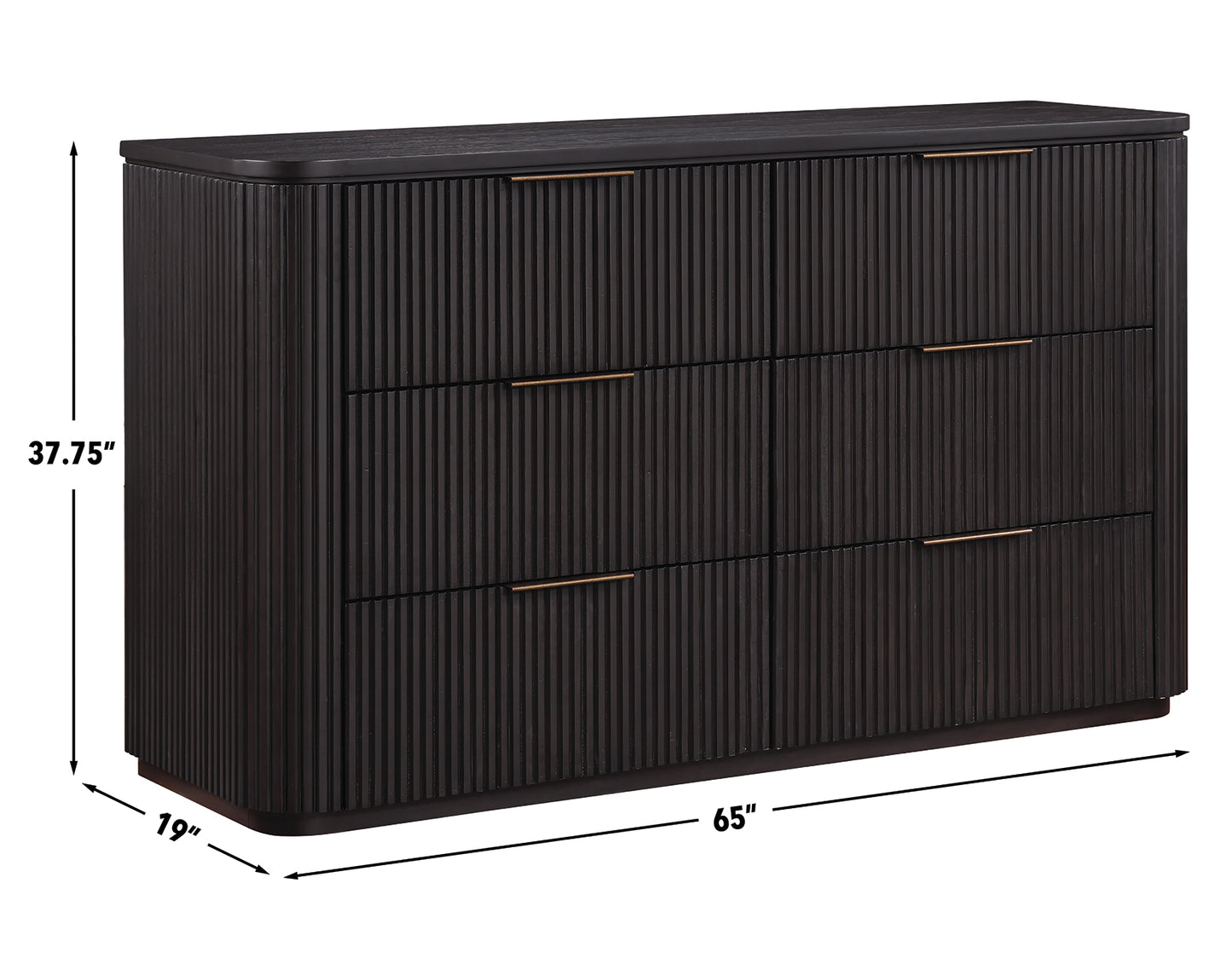 Henry 65" 6-Drawer Reeded Dresser, Espresso Finish