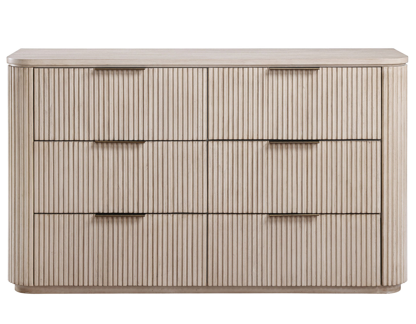 Henry 65" 6-Drawer Reeded Dresser, Tan Finish