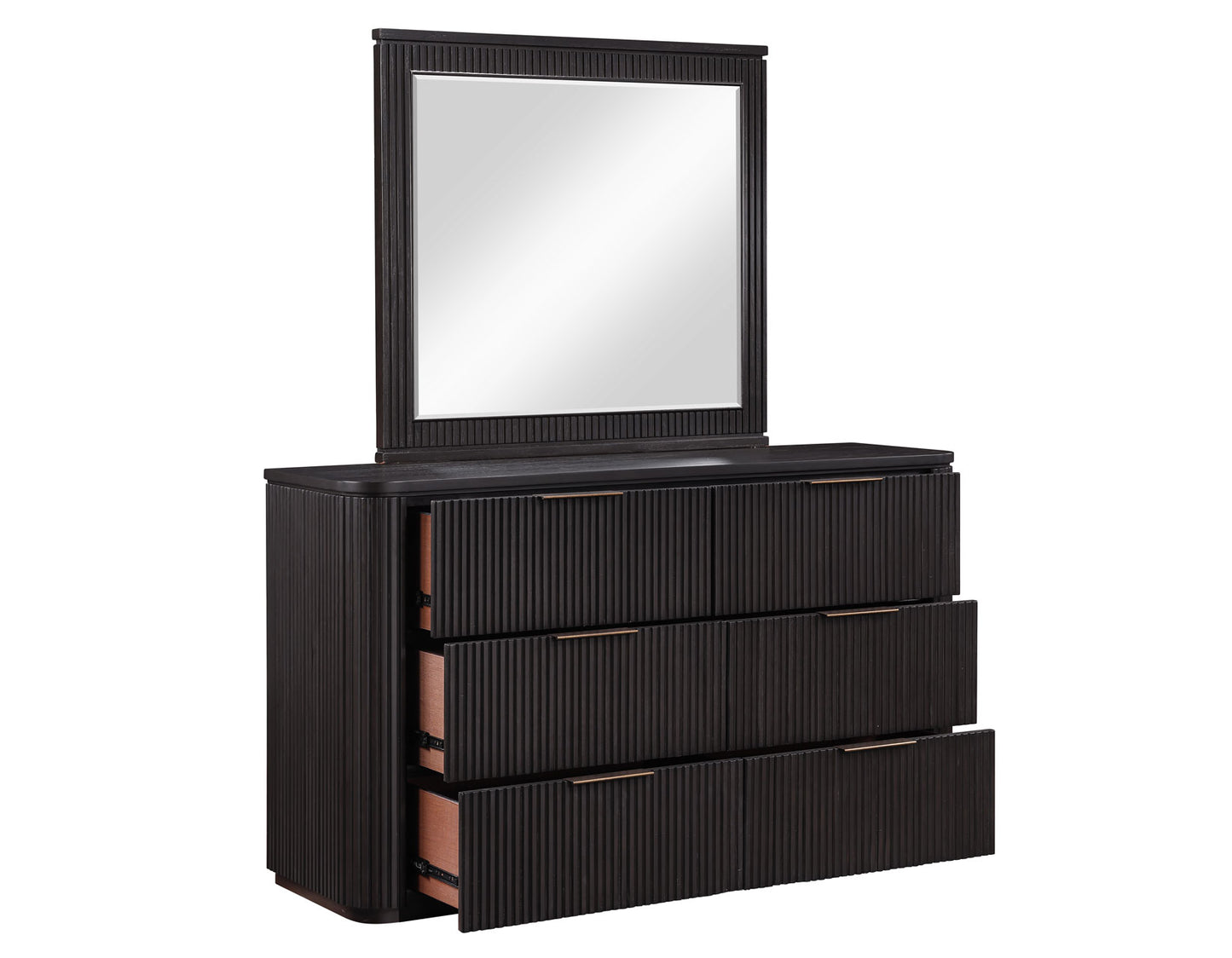 Henry Reeded 42" Mirror, Espresso Finish