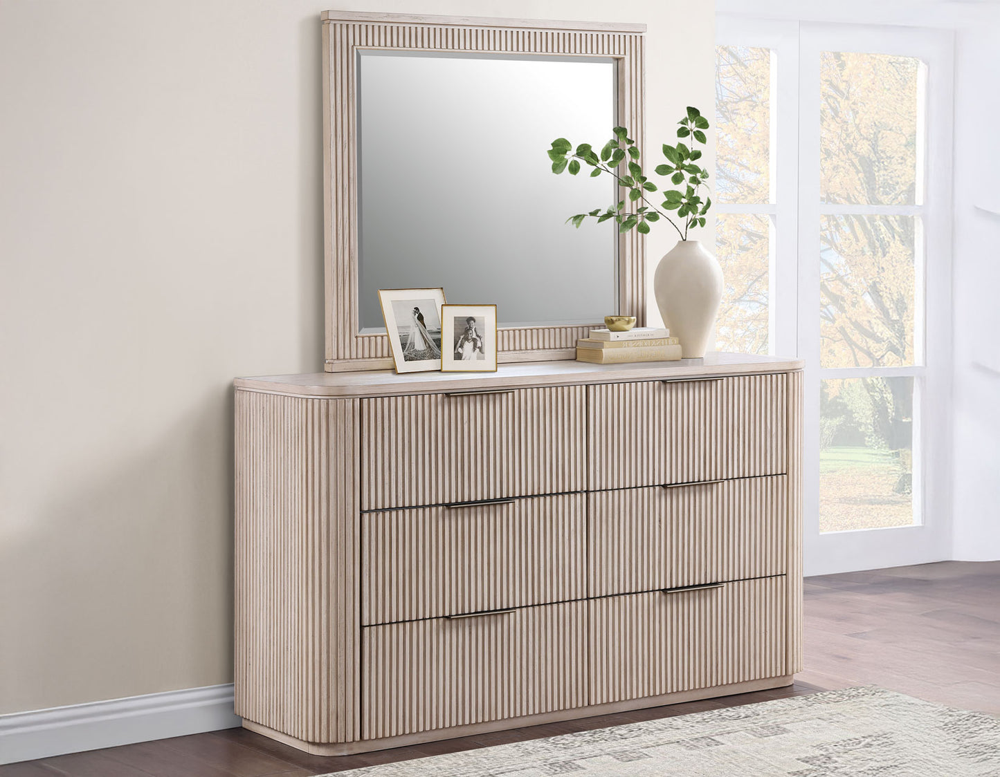 Henry Reeded 42" Mirror, Tan Finish