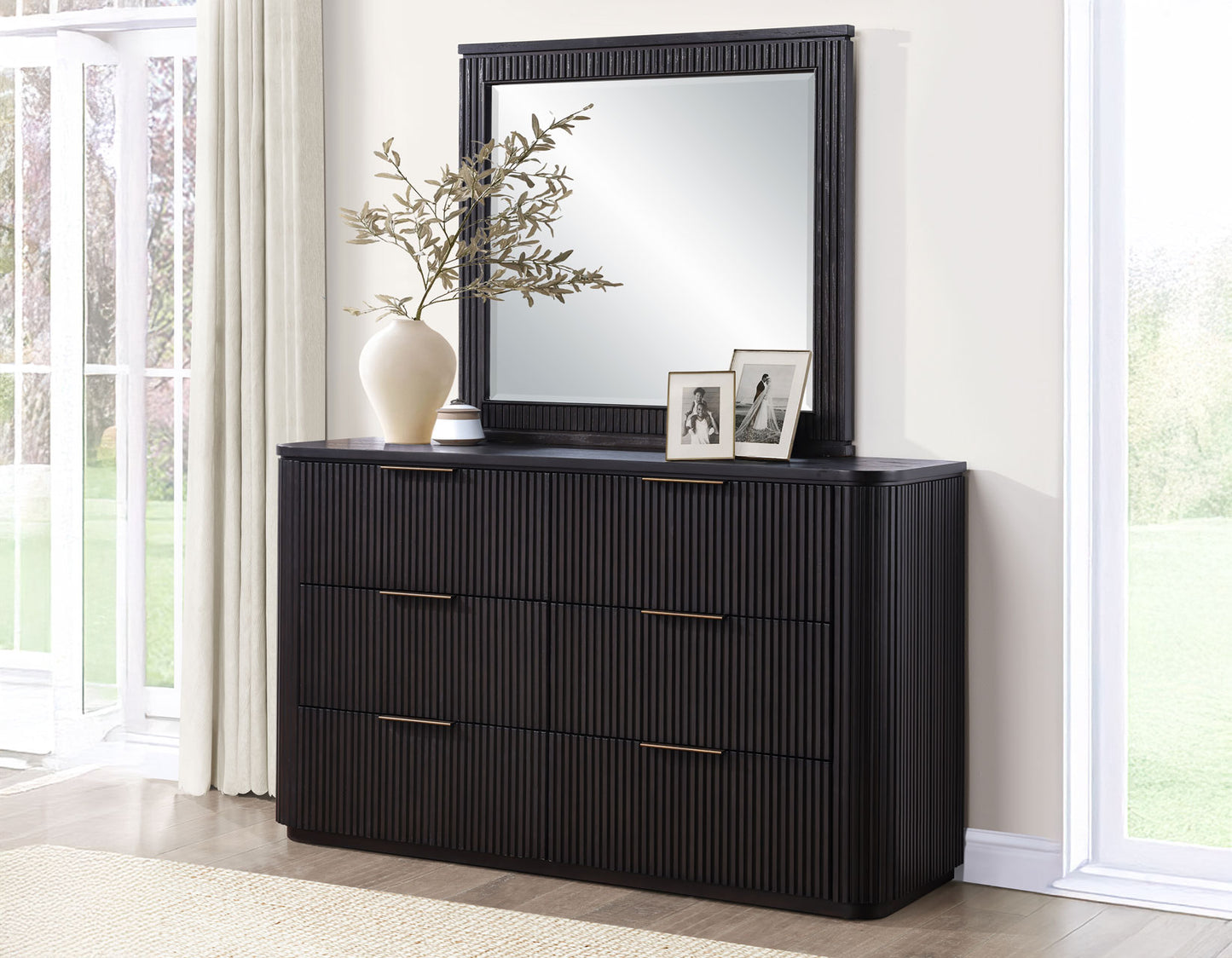 Henry Reeded 42" Mirror, Espresso Finish