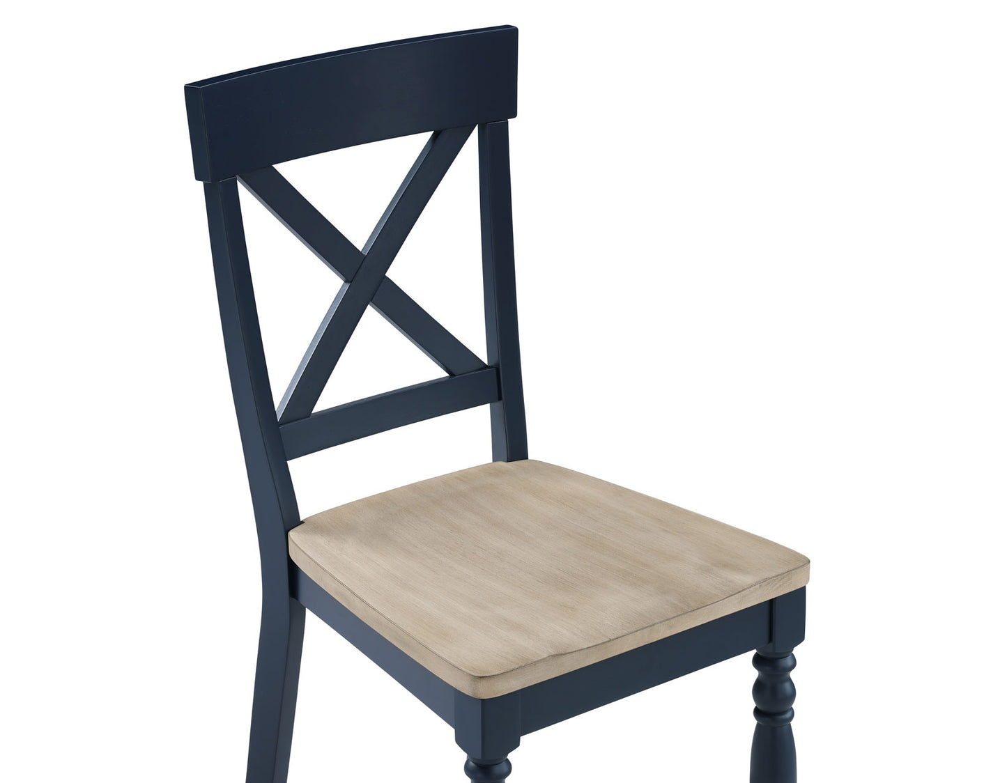 Darcy Solid Wood Side Chair, Midnight Blue and Natural Finish