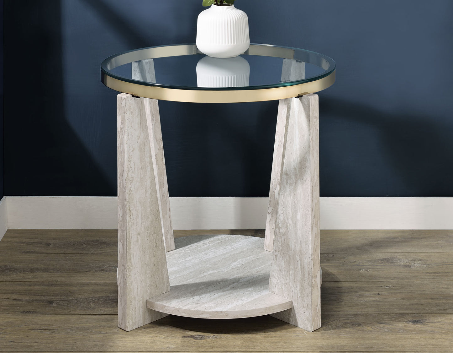 Wanda 24" Round Glass Top End Table