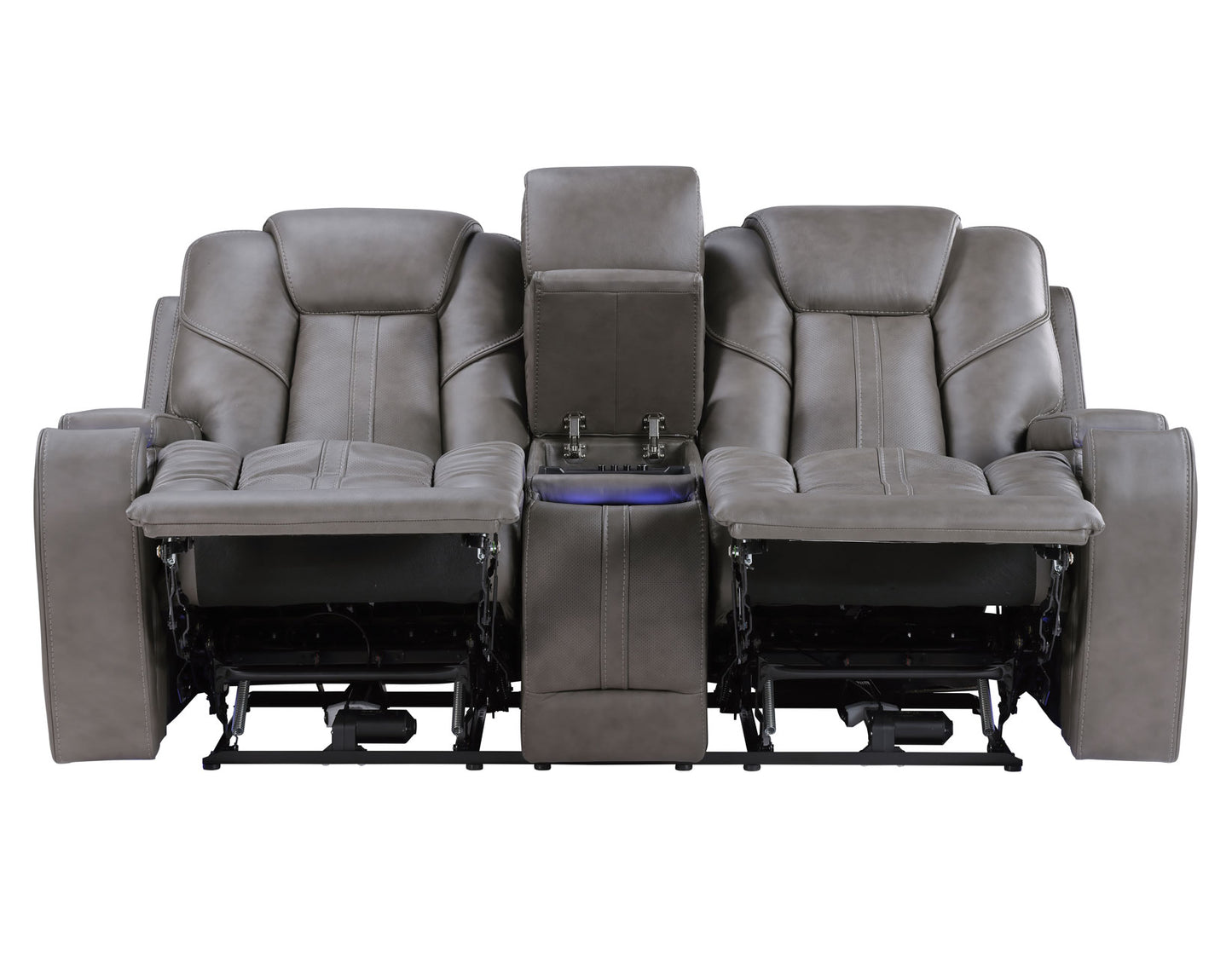 Daniel Triple Power Home Theater Leather Reclining Console Loveseat, Built-in Speakers, Heat and Massage