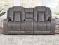 Daniel Triple Power Home Theater Leather Reclining Console Loveseat, Built-in Speakers, Heat and Massage