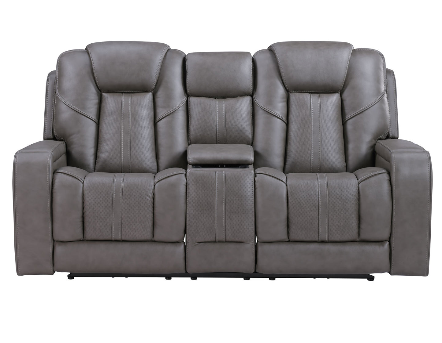 Daniel Triple Power Home Theater Leather Reclining Console Loveseat, Built-in Speakers, Heat and Massage