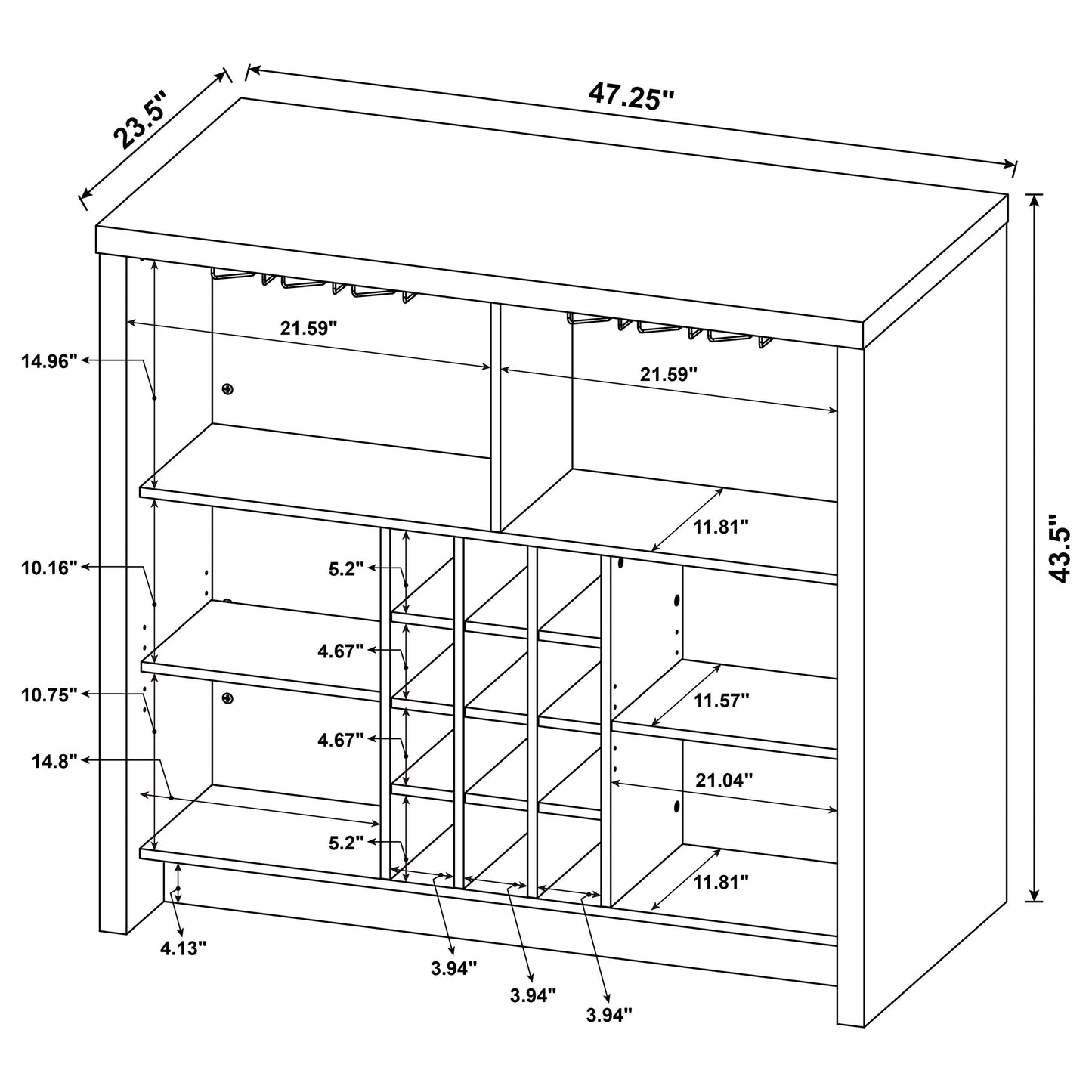 Topanga Engineered Wood Freestanding Home Bar White