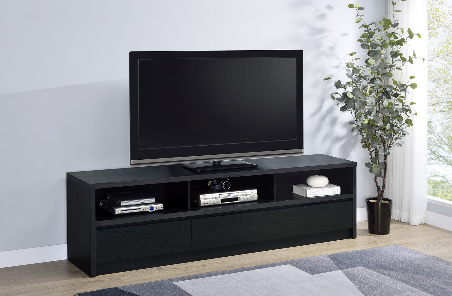 Rutland 78-inch 3-drawer TV Stand Media Console Black