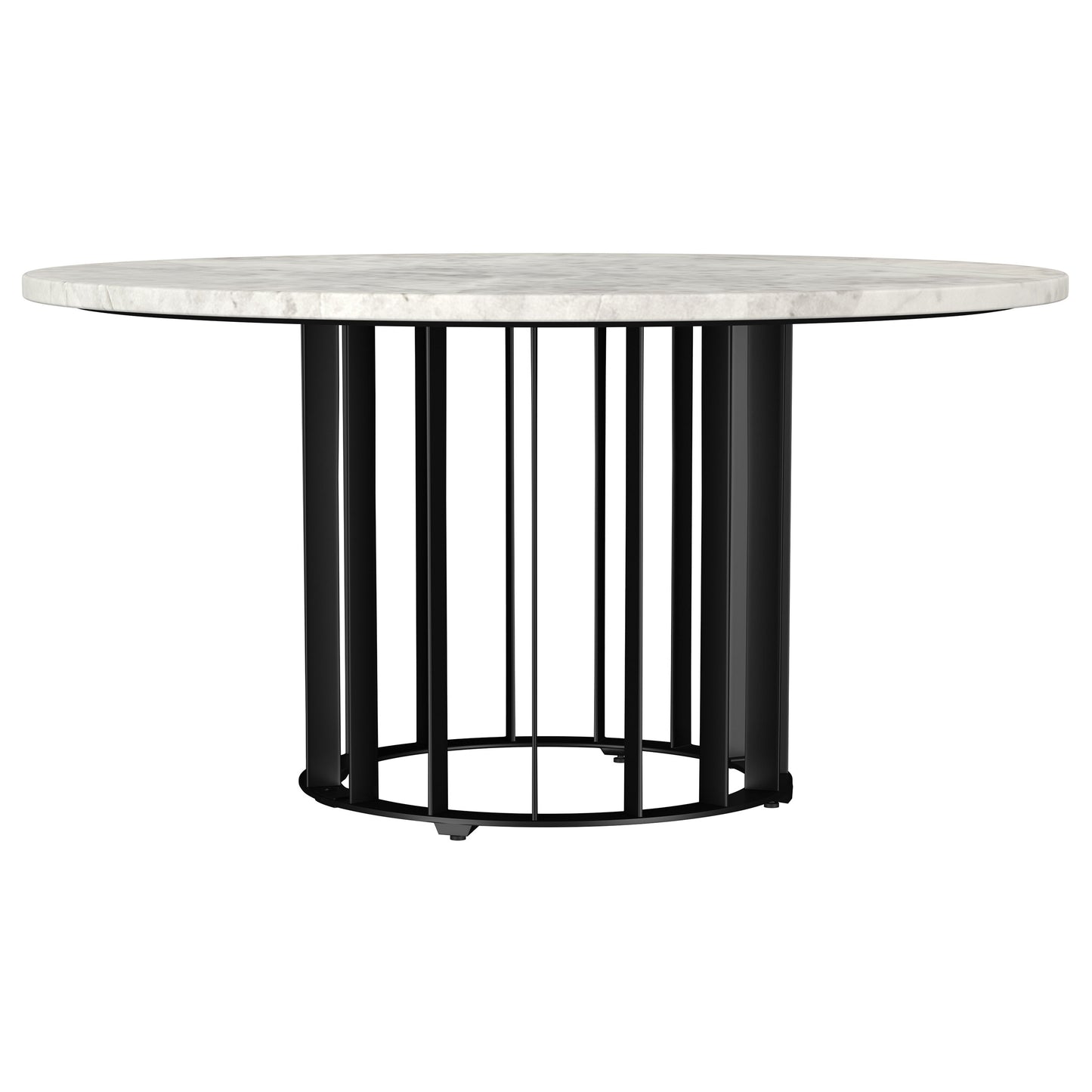 Haven Round Genuine White Marble Top Coffee Table Black