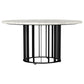 Haven Round Genuine White Marble Top Coffee Table Black