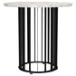 Haven Round Genuine White Marble Top End Side Table Black