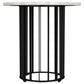 Haven Round Genuine White Marble Top End Side Table Black