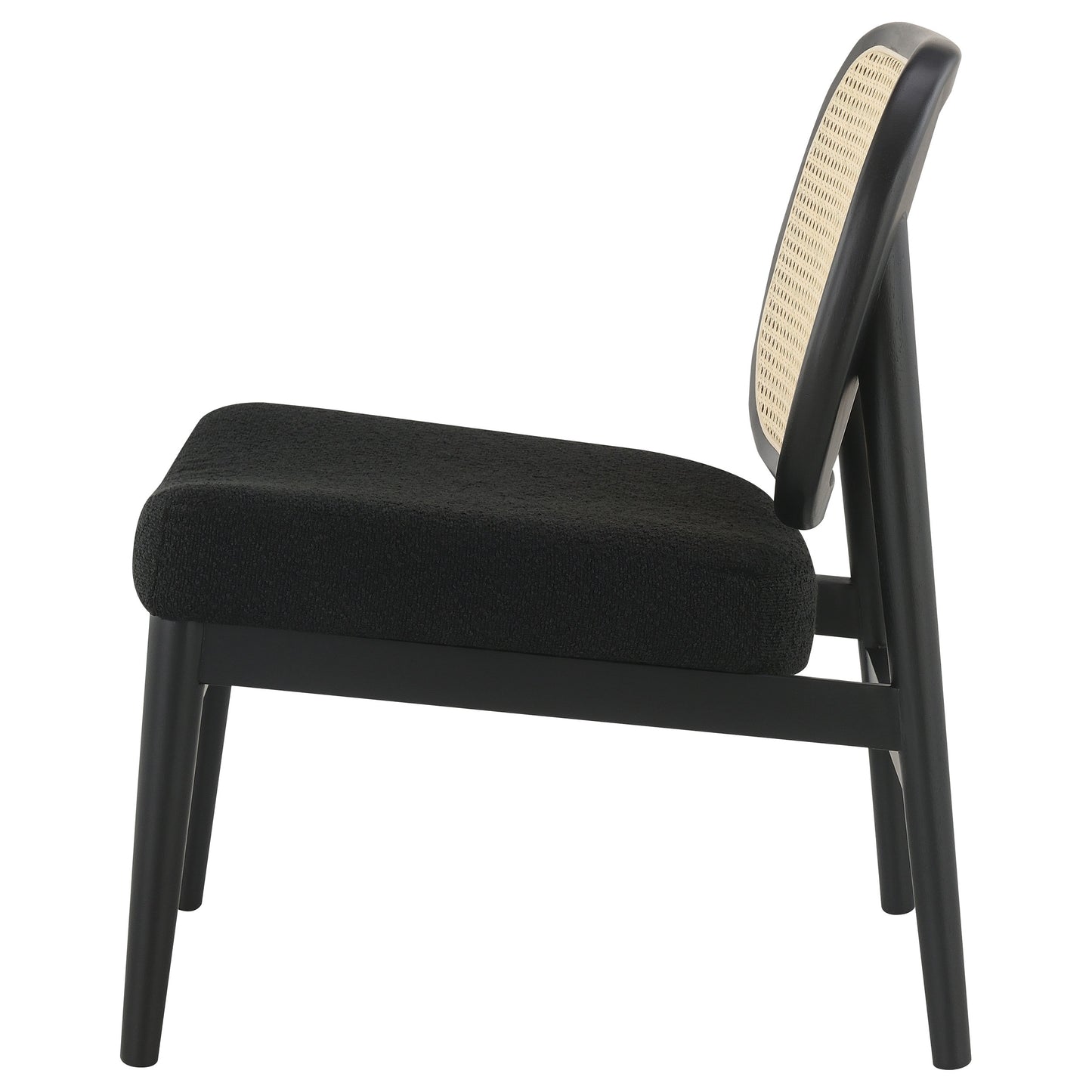 Rayo Rattan Cane Back Accent Chair with Padded Seat Black