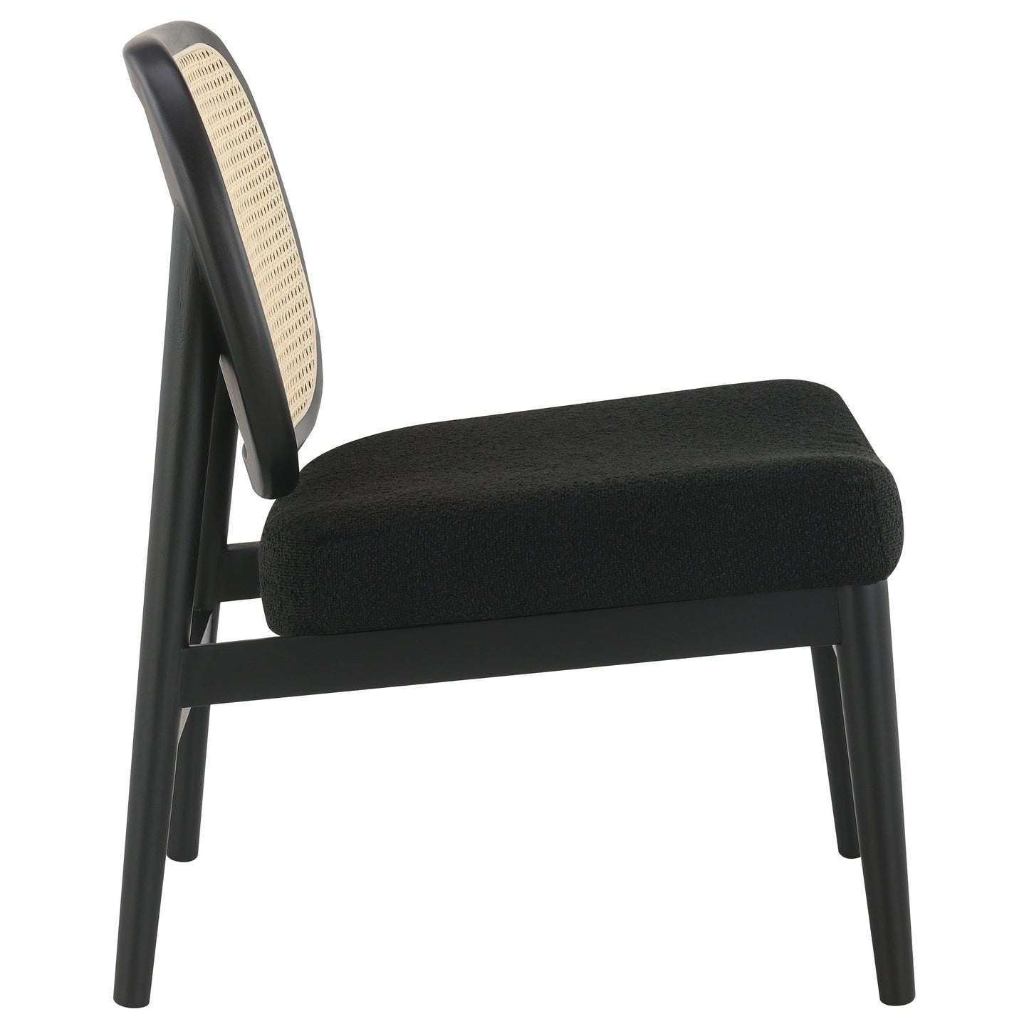 Rayo Rattan Cane Back Accent Chair with Padded Seat Black