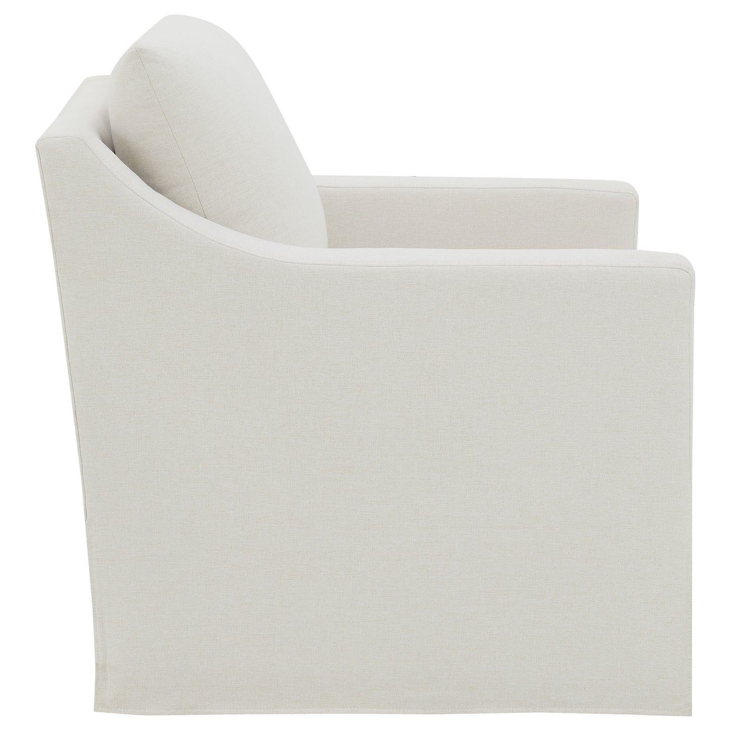 Winter Upholstered Sloped Arm Accent Swivel Chair Beige