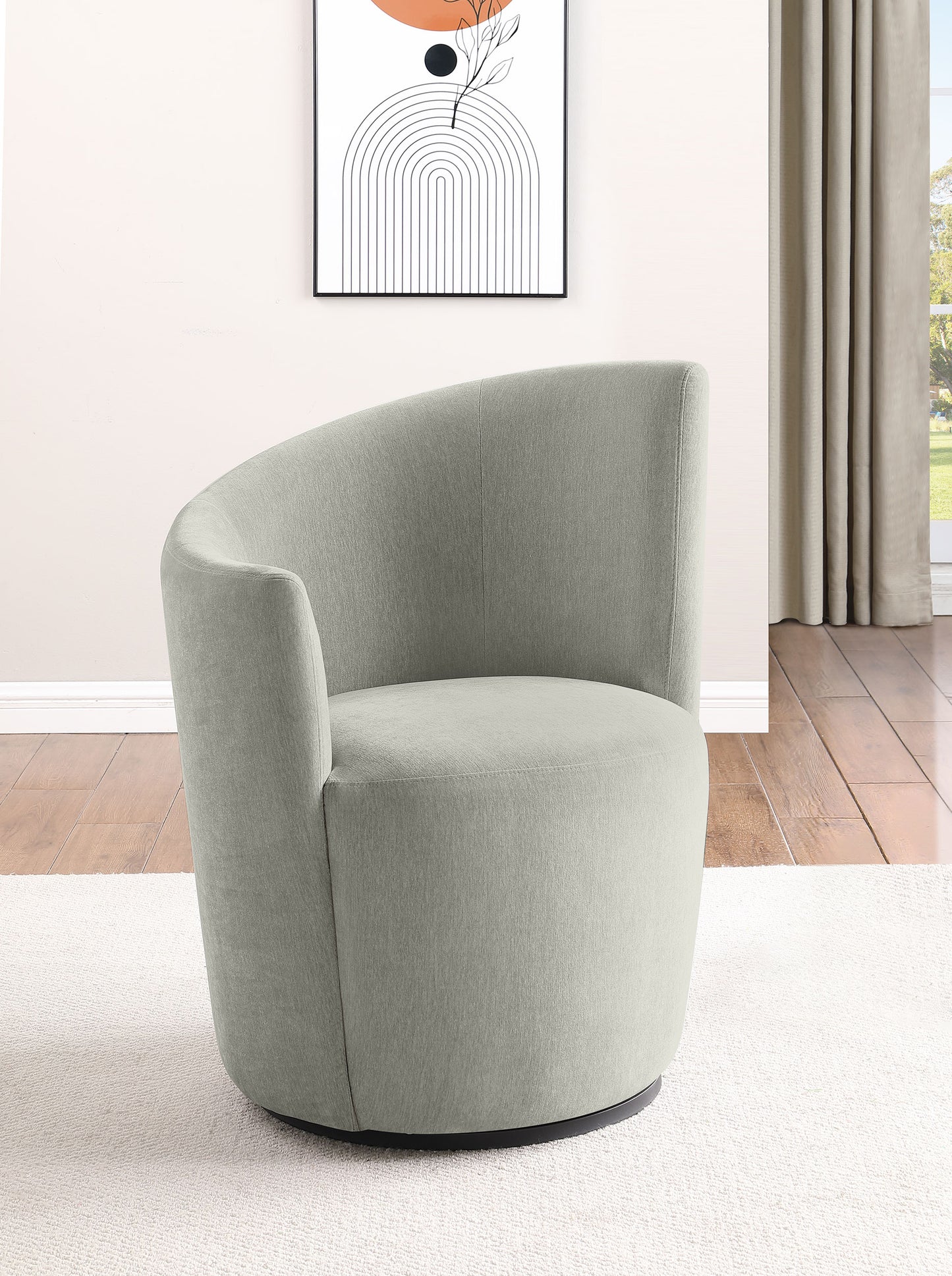 Nueva Upholstered Swivel Chair Curved Backrest Dove Grey