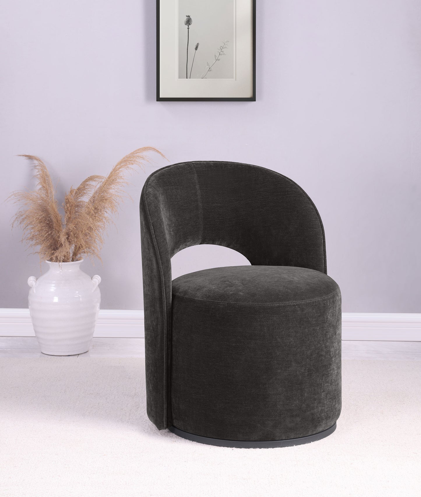 Harjo Velvet Upholstered Swivel Accent Chair Charcoal Grey