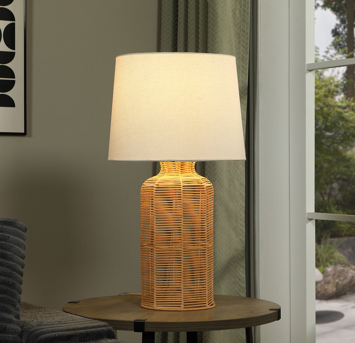 Nairobi Empire Shade Handwoven Rattan Table Lamp Natural