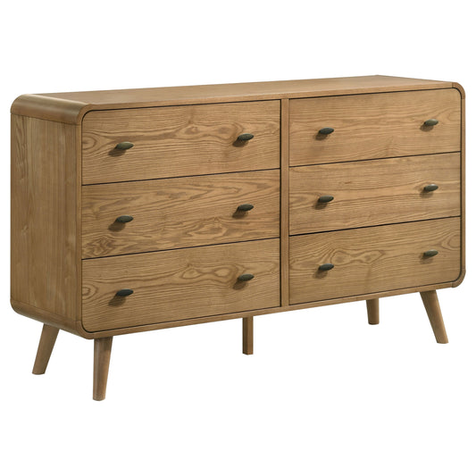 Robyn 6-drawer Dresser with Mirror Light Ash