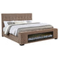 Senna Upholstered California King Audio Fireplace Bed Brown