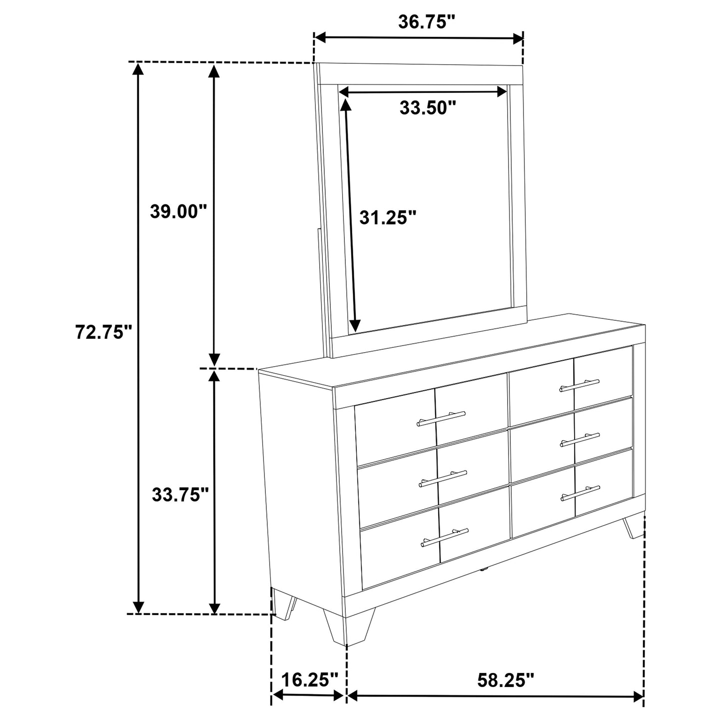 Trenton 6-drawer Bedroom Dresser With Mirror Rustic Cream