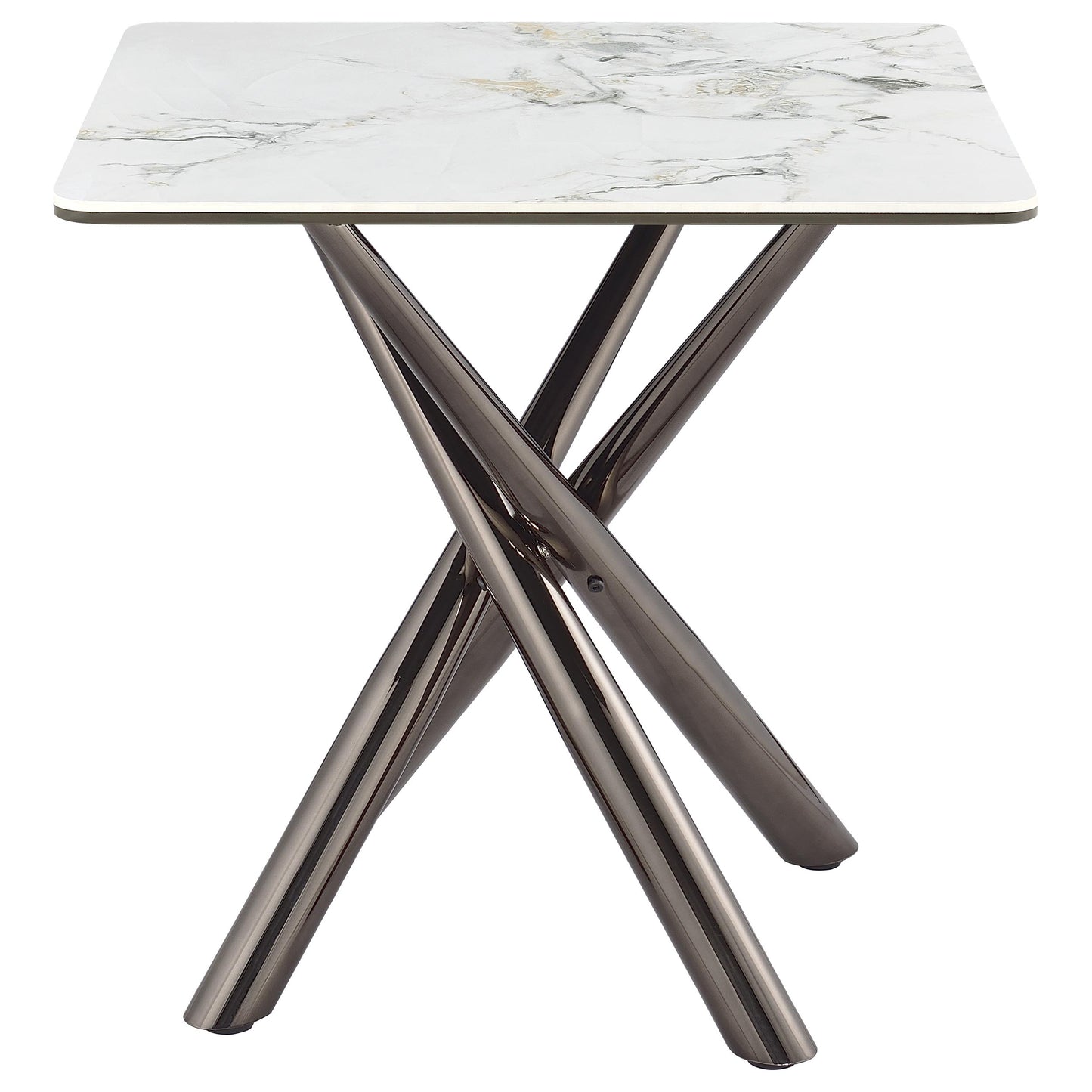 Carvell Square Sintered Stone End Side Table Mirage White