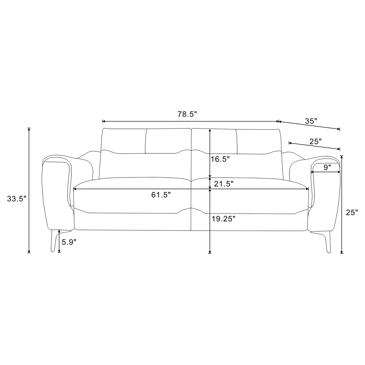 Nolan Upholstered Sloped Track Arm Sofa Charcoal