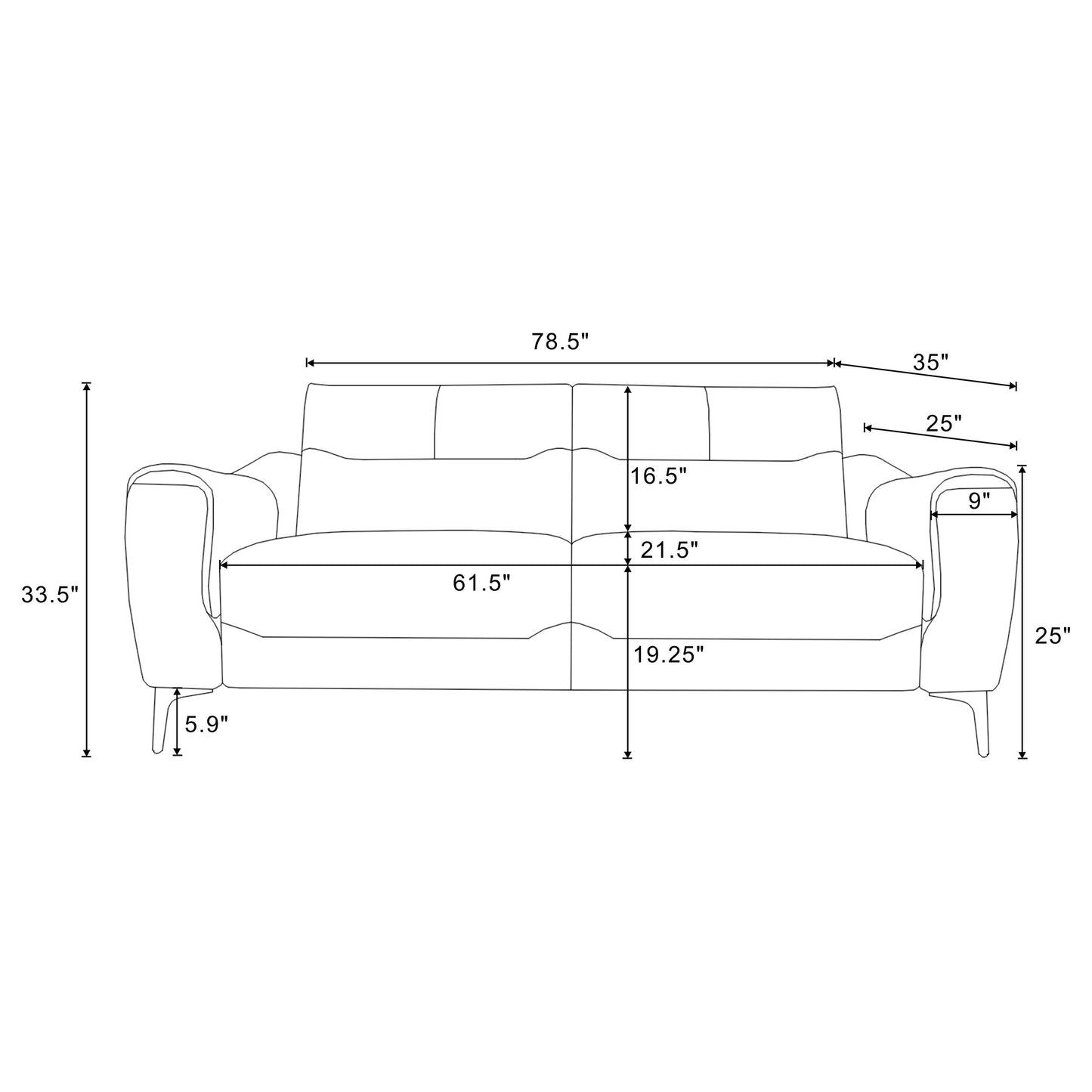 Nolan 2-piece Upholstered Sofa Set Charcoal