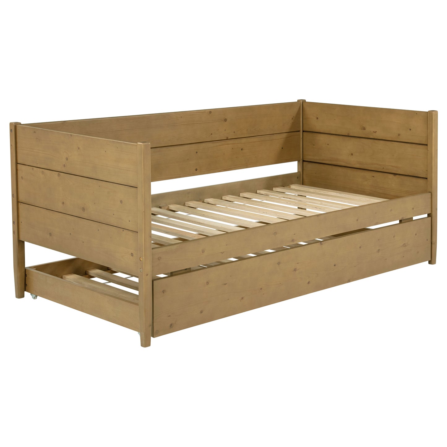 Calinda Wood Twin Daybed With Trundle Natural