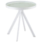 Briggs Round Marble Printed Glass Top End Side Table White