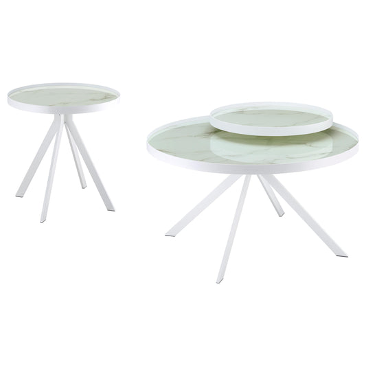 Briggs 2-piece Round Coffee and End Table Set White