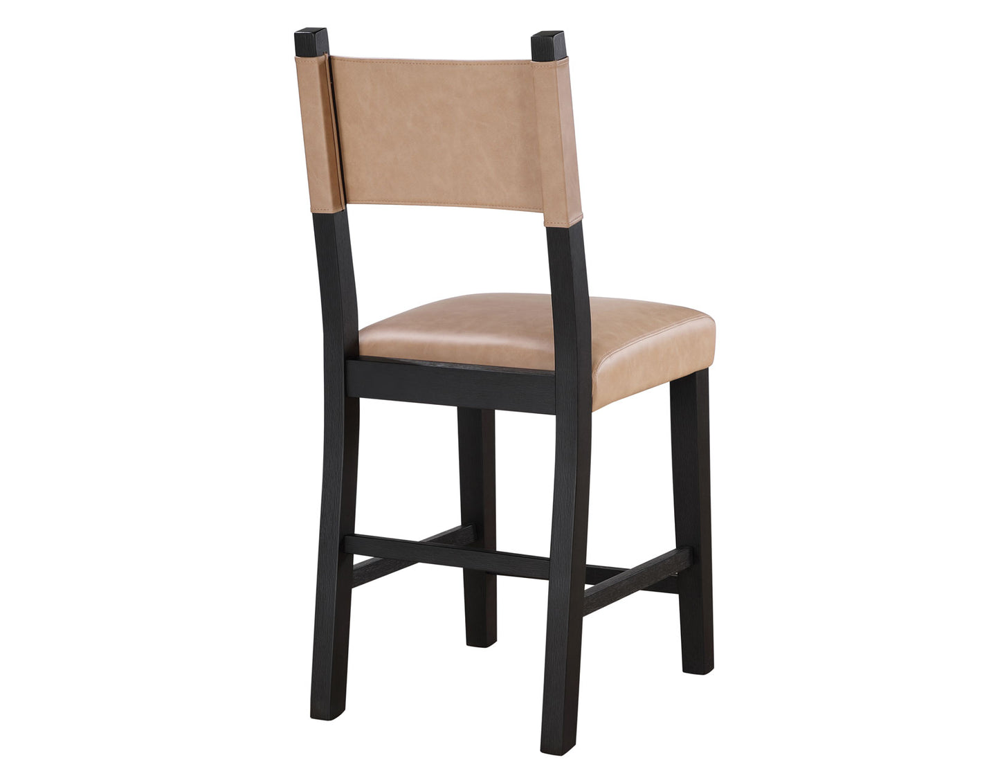 Aubrey 24" Counter Chair, Camel Vegan Leather with Black wood finish