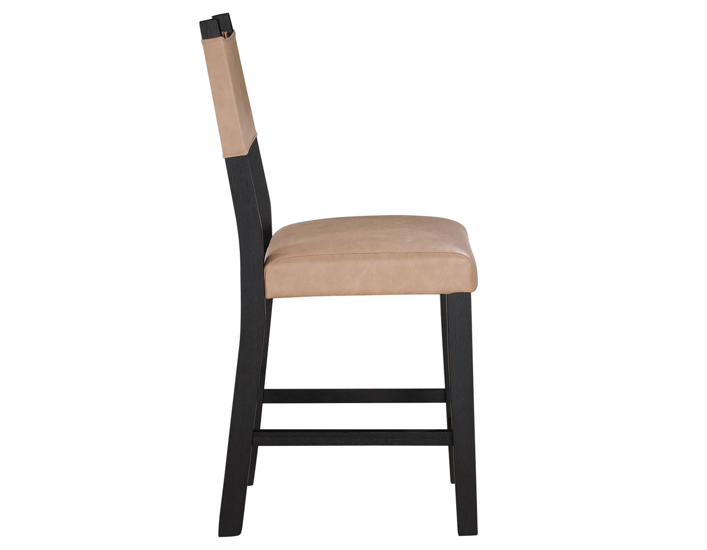 Aubrey 24" Counter Chair, Camel Vegan Leather with Black wood finish