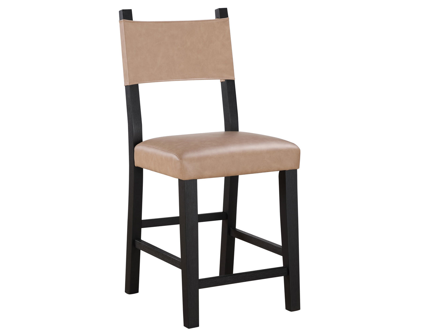 Aubrey 24" Counter Chair, Camel Vegan Leather with Black wood finish