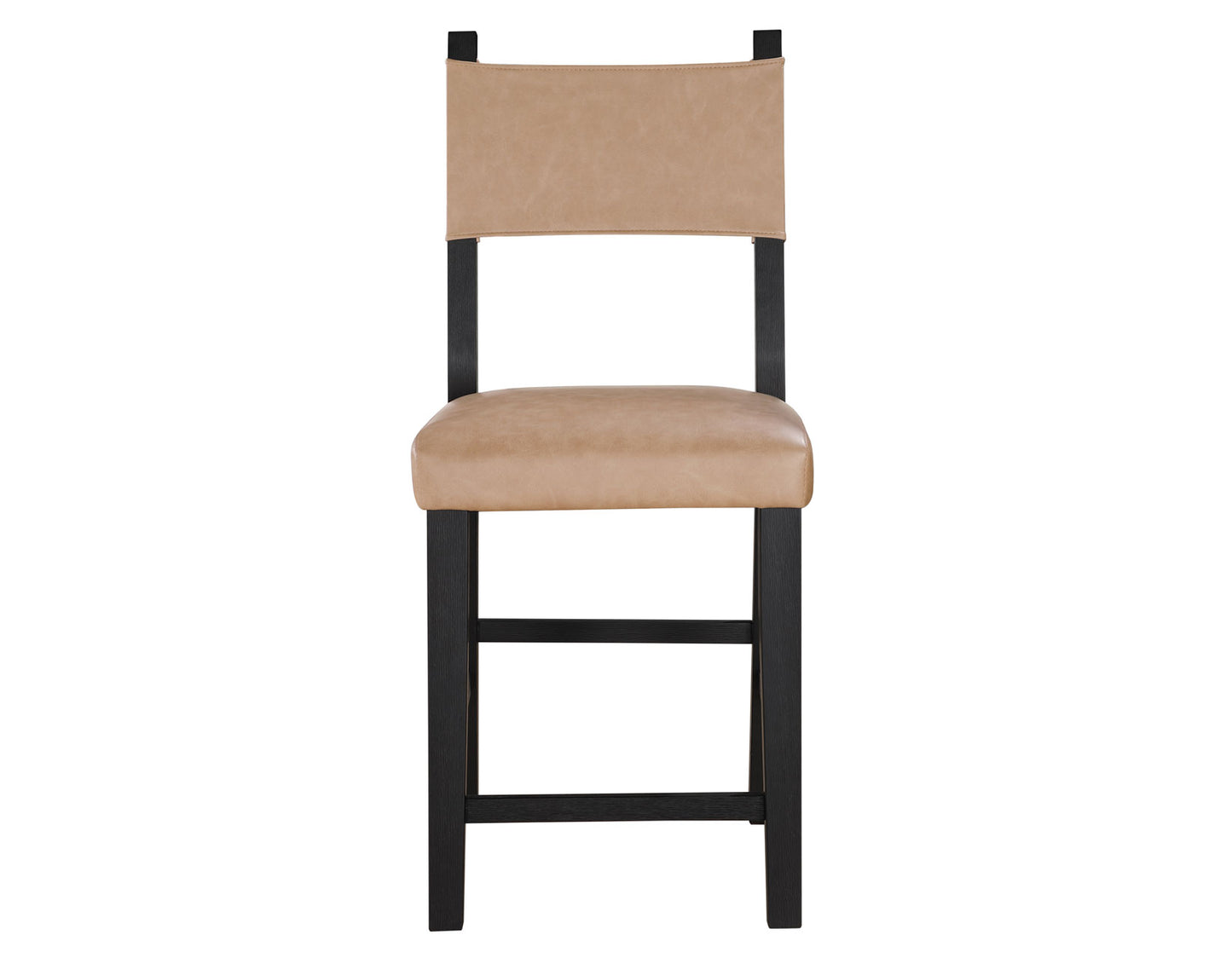 Aubrey 24" Counter Chair, Camel Vegan Leather with Black wood finish