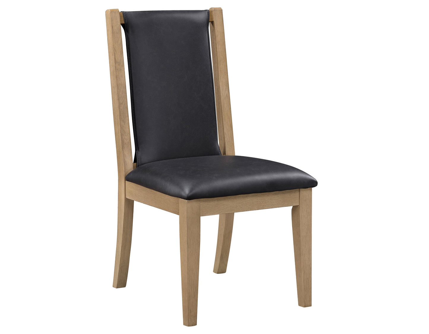 Orinda Rustic Solid Wood Side Chair, Brown Vegan Leather