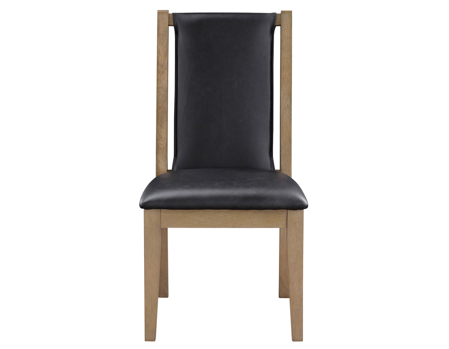 Orinda Rustic Solid Wood Side Chair, Brown Vegan Leather