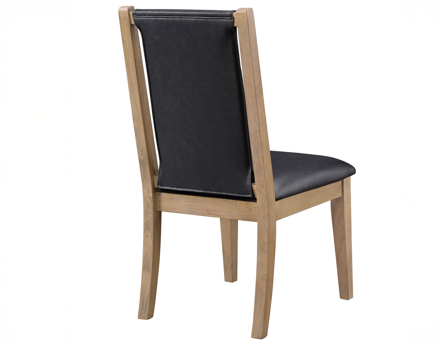 Orinda Rustic Solid Wood Side Chair, Brown Vegan Leather