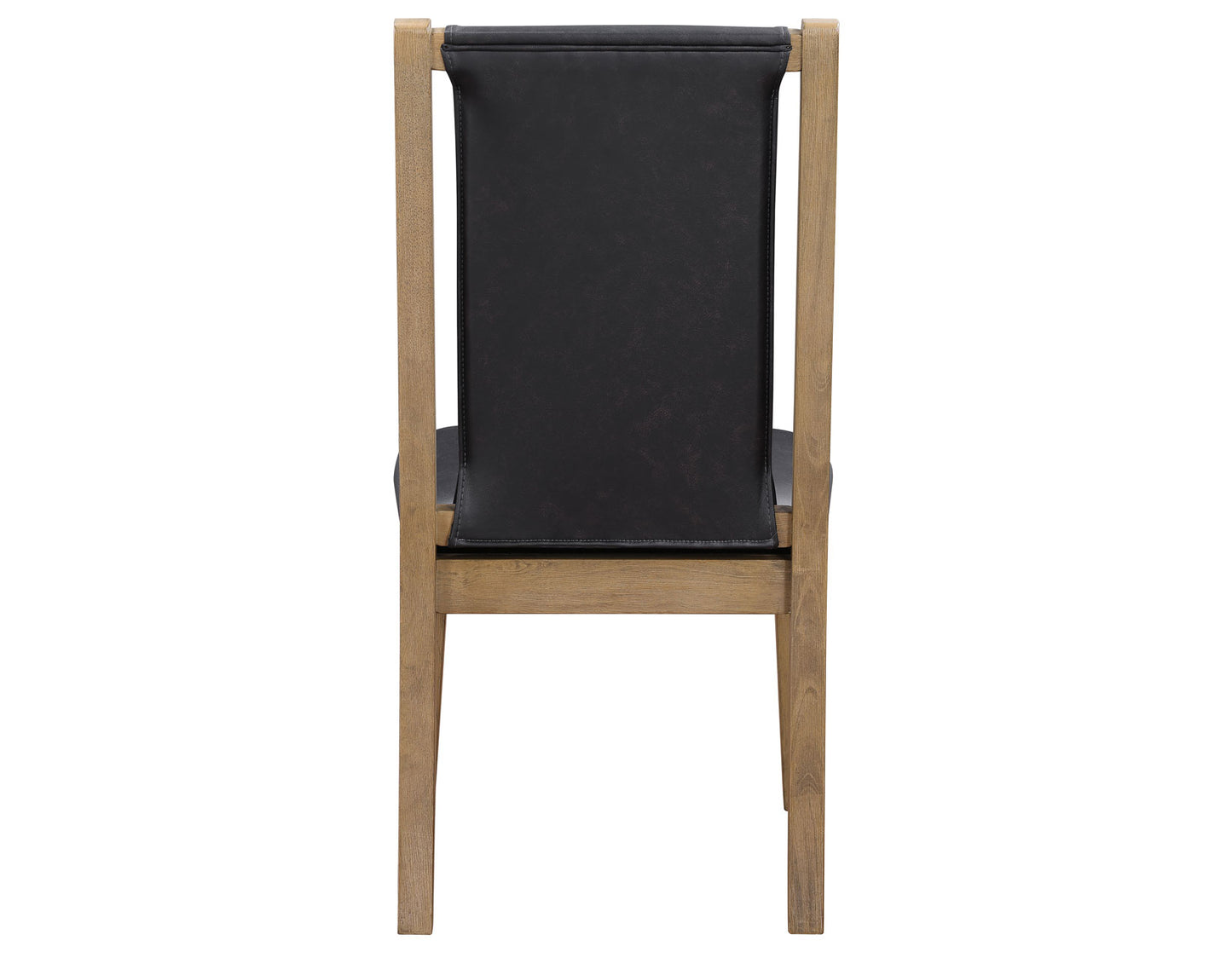 Orinda Rustic Solid Wood Side Chair, Brown Vegan Leather