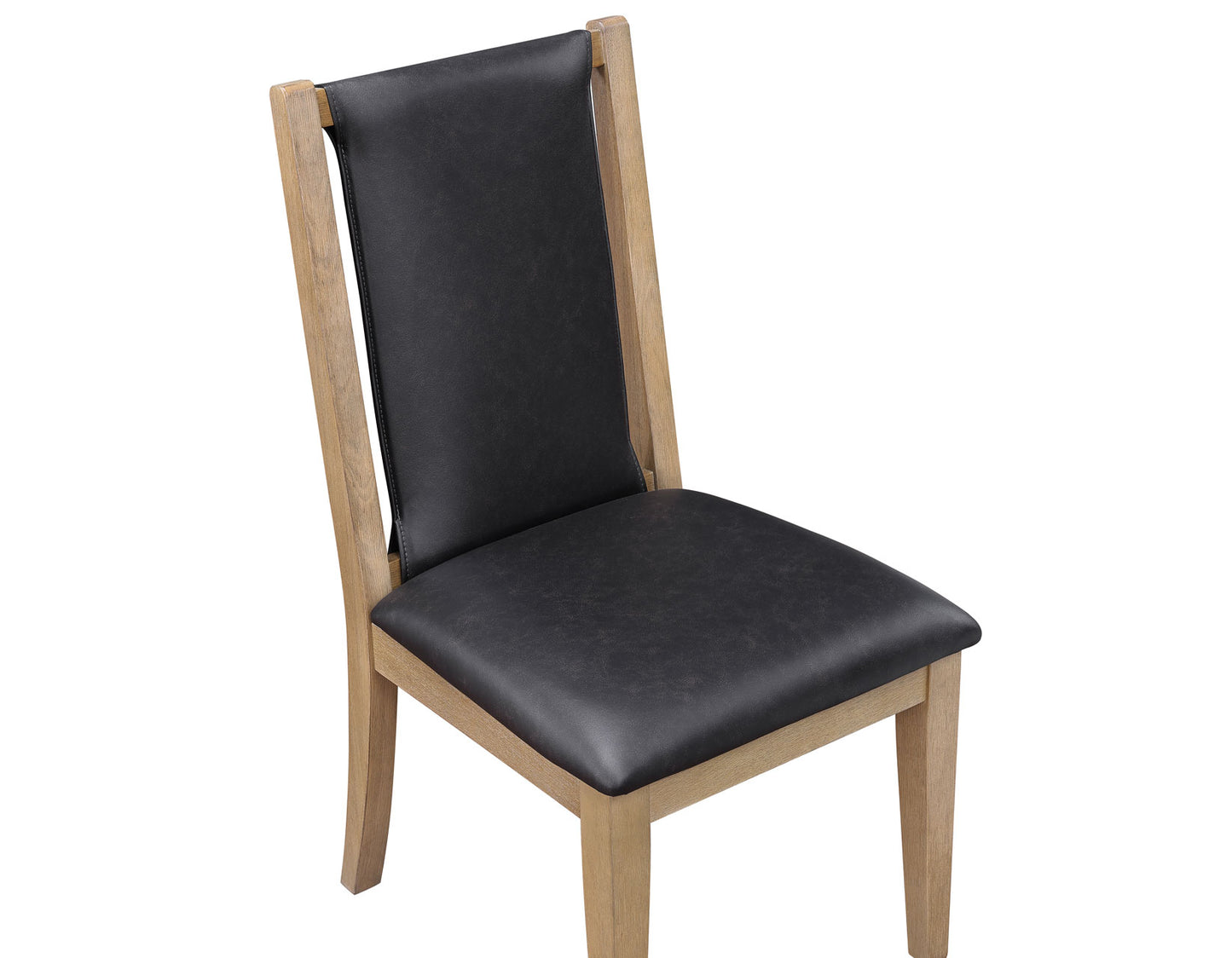 Orinda Rustic Solid Wood Side Chair, Brown Vegan Leather