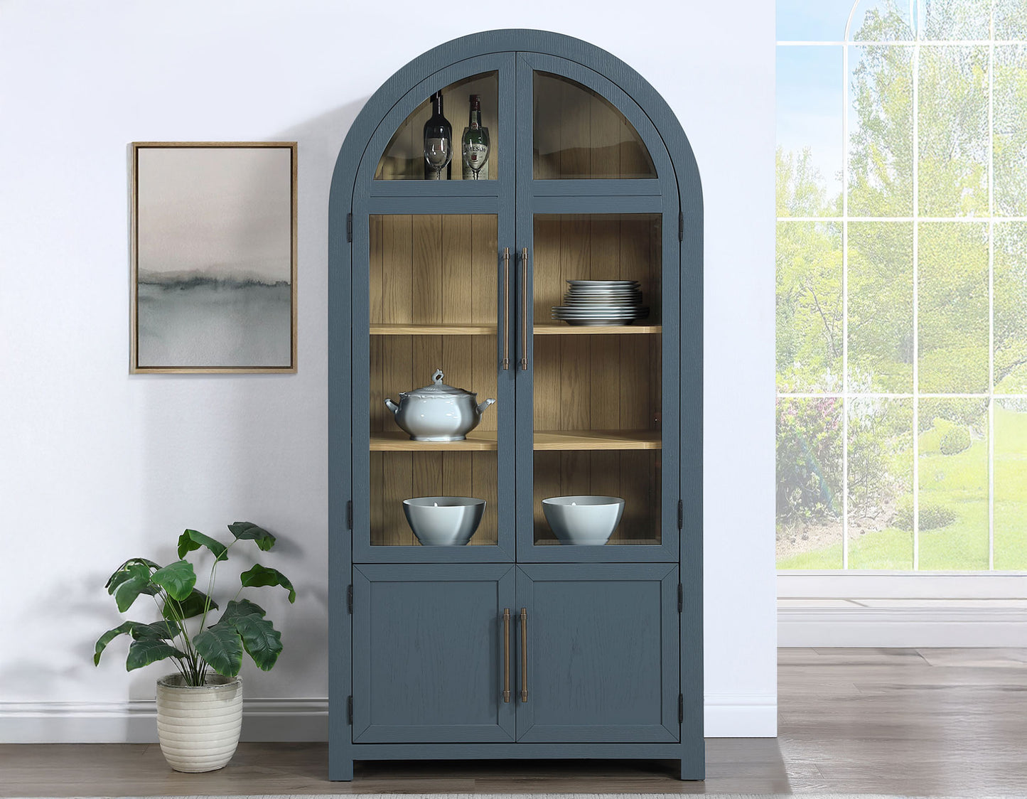 Magnolia Curio, Dusty Blue with Weathered Sand Interior