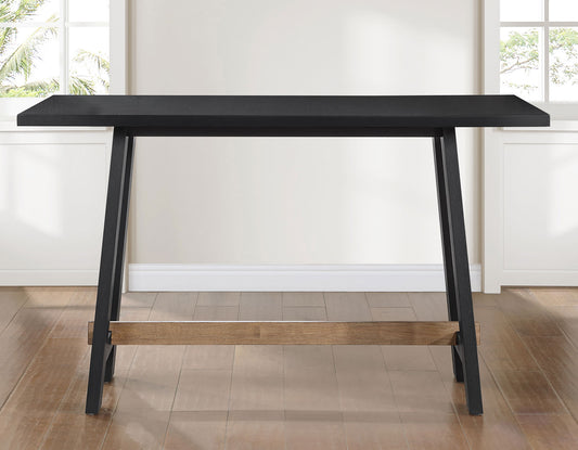 Aubrey 59.5" Counter Table, Black with Driftwood Stretcher