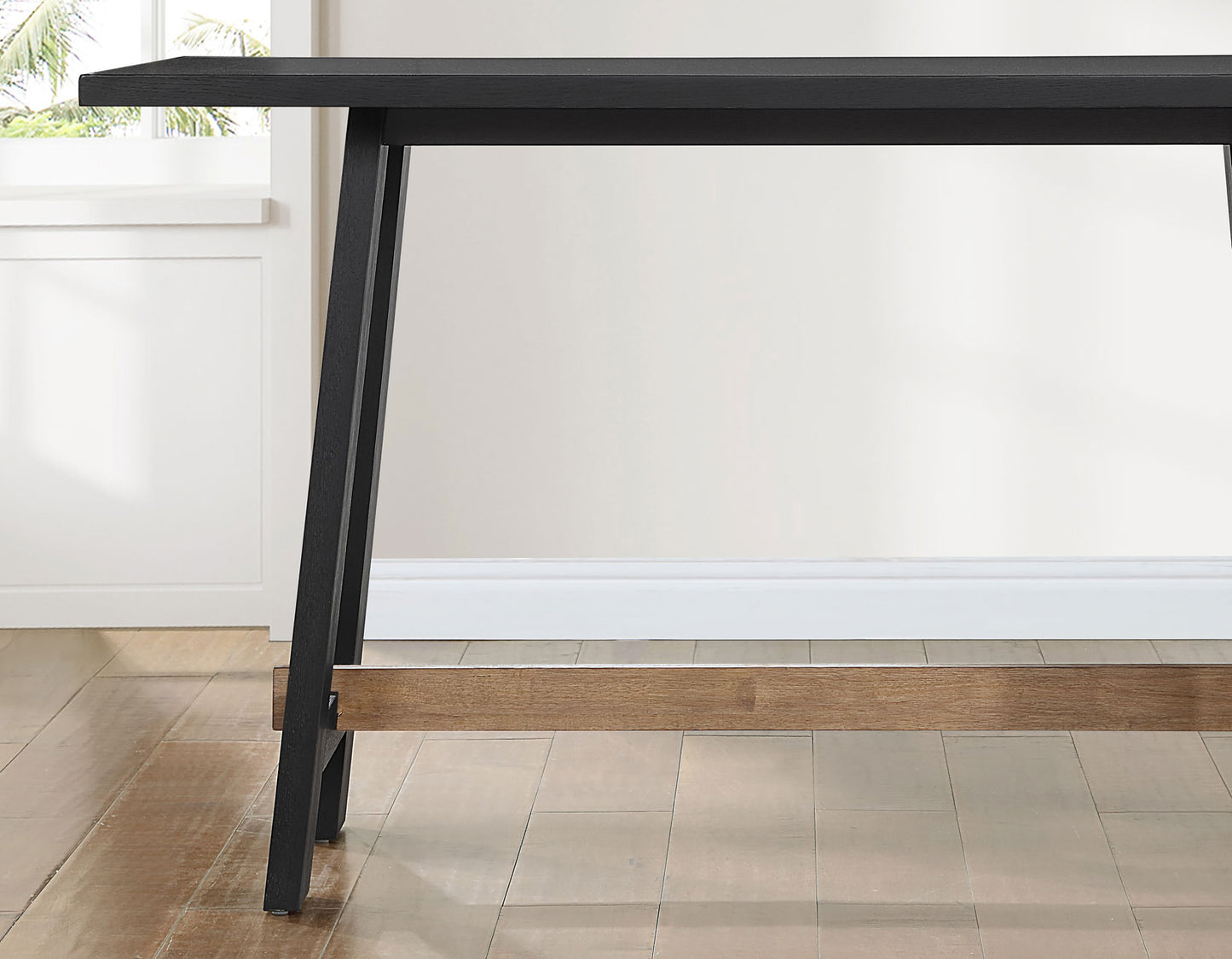 Aubrey 59.5" Counter Table, Black with Driftwood Stretcher