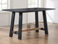 Aubrey 59.5" Counter Table, Black with Driftwood Stretcher