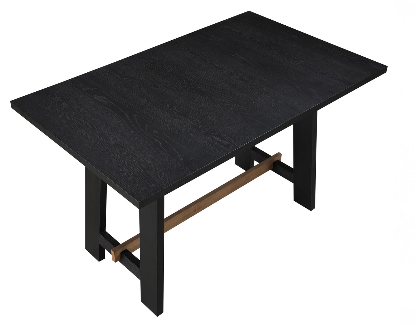 Aubrey 59.5" Counter Table, Black with Driftwood Stretcher