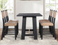 Aubrey 59.5" Counter Table, Black with Driftwood Stretcher