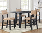 Aubrey 59.5" Counter Table, Black with Driftwood Stretcher